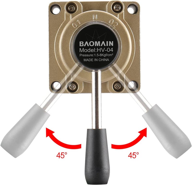 Baomain Rotary Lever Hand Valve HV-04 PT1/2 Air Flow Control 3 Position 4 Way - Image 5