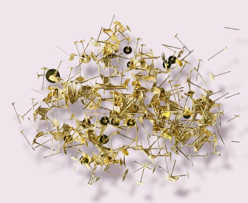 ZILZON Metal Golden Finish Stud Head Pins for Jewellery Making Golden Pack of 50 Piece Each Size 4mm