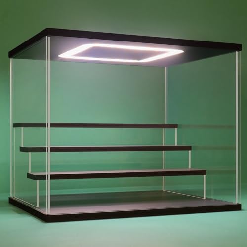 NONEMEY Clear Acrylic Display Case Stand with LED Light 2/3/4/5/6 Tier Storage Box Showcase Dustproof Organizer Box for Collectibles (4Tier 12.4*9.6*10.4inch) - Image 1