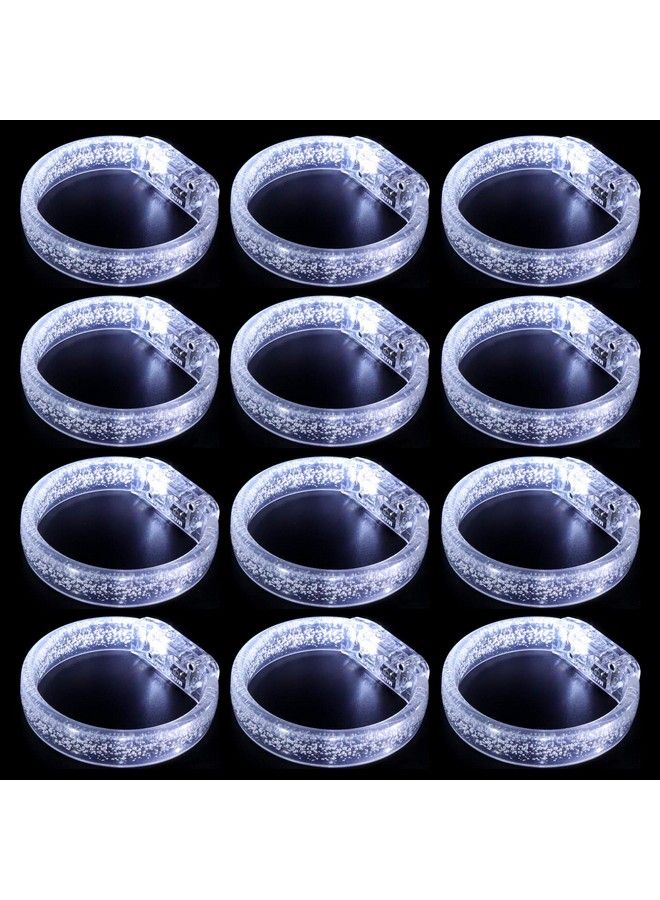 DAOKEY Led Light Up Bracelets White Glow Wristbands Party Favors Toys Supplies For Birthday Halloween Carnivals Parties Clear Case 12 Pack - Image 1