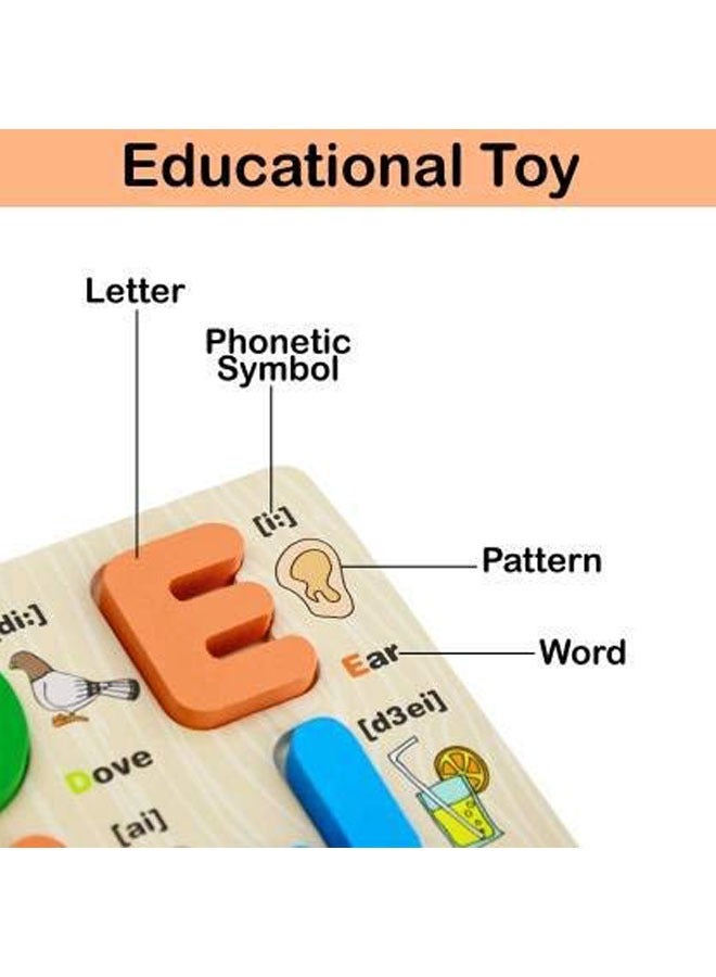 general Toys Wooden English Alphabet Learning Toys Kids Boys Girls Montessori Education Alphabet Wooden Games Vowel Puzzle Board Building Blocks for 2 3 4 year olds - Image 2
