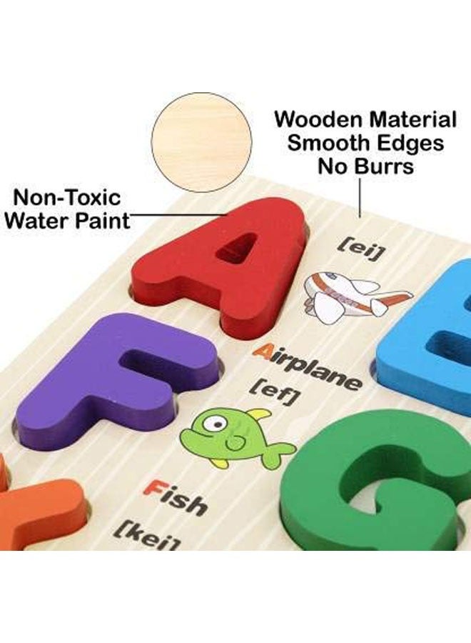 general Toys Wooden English Alphabet Learning Toys Kids Boys Girls Montessori Education Alphabet Wooden Games Vowel Puzzle Board Building Blocks for 2 3 4 year olds - Image 4