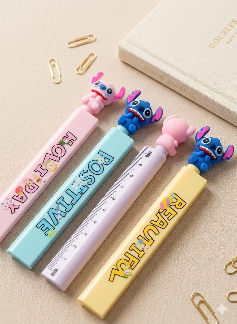 Disney Stitch 4-Piece Ballpoint Pen Set with Ruled Cap - Assorted Colors - Image 1