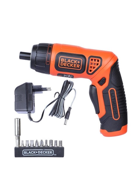 BLACK+DECKER BDCS36F Li-Ion Cordless Screwdriver Kit with 10 Screwdriver Bits, 3.6 volts, 7 Torque Positions & LED Guiding Light for Home & Professional Use, 1 Year Warranty, ORANGE & BLACK