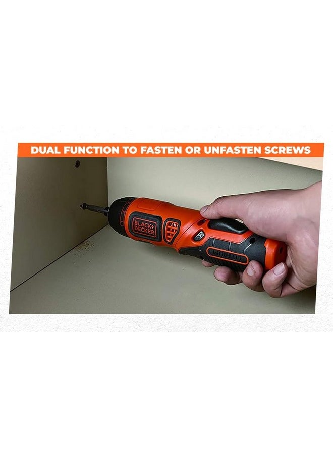 BLACK+DECKER - BLACK+DECKER BDCS36F Li-Ion Cordless Screwdriver Kit with 10 Screwdriver Bits, 3.6 volts, 7 Torque Positions & LED Guiding Light for Home & Professional Use, 1 Year Warranty, ORANGE & BLACK - Image 1