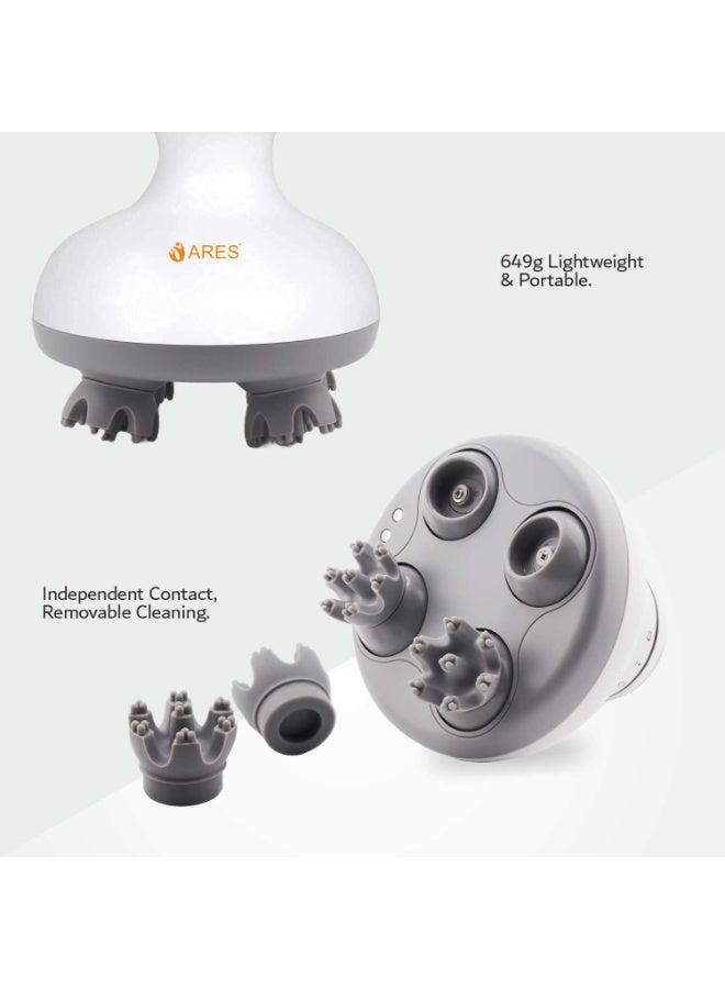 ARES iScalp Head and Body Portable Waterproof Massager, Kneading Massage with 4 Heads with 84 Nodes, Promote Hair Growth, Pressure and Headache Release - Image 5