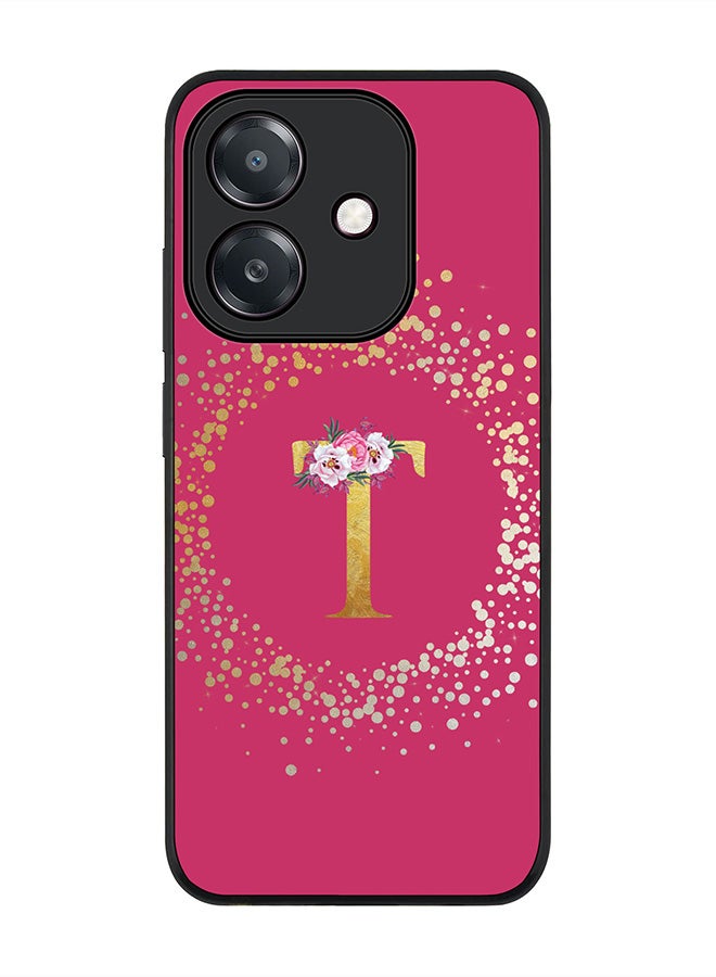 Stylizedd For Oppo A5i Case,Slim fit Camera Protection, Shockproof Thin Phone cover  - Custom Monogram Floral - T ( Deep Pink )