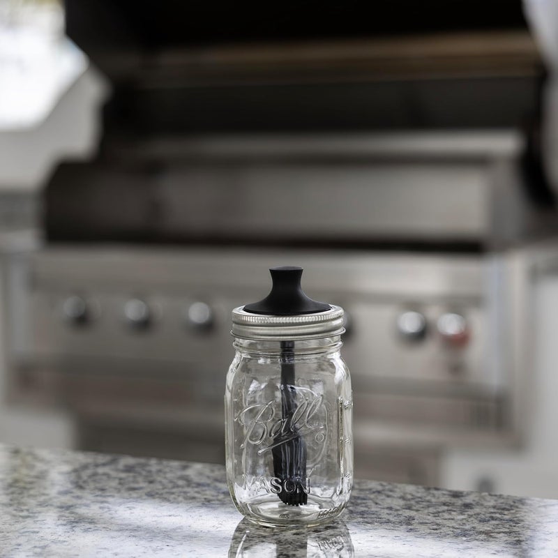 Jarware Silicone Black Basting Brush Lid For Regular Mouth Mason Jars - Image 1