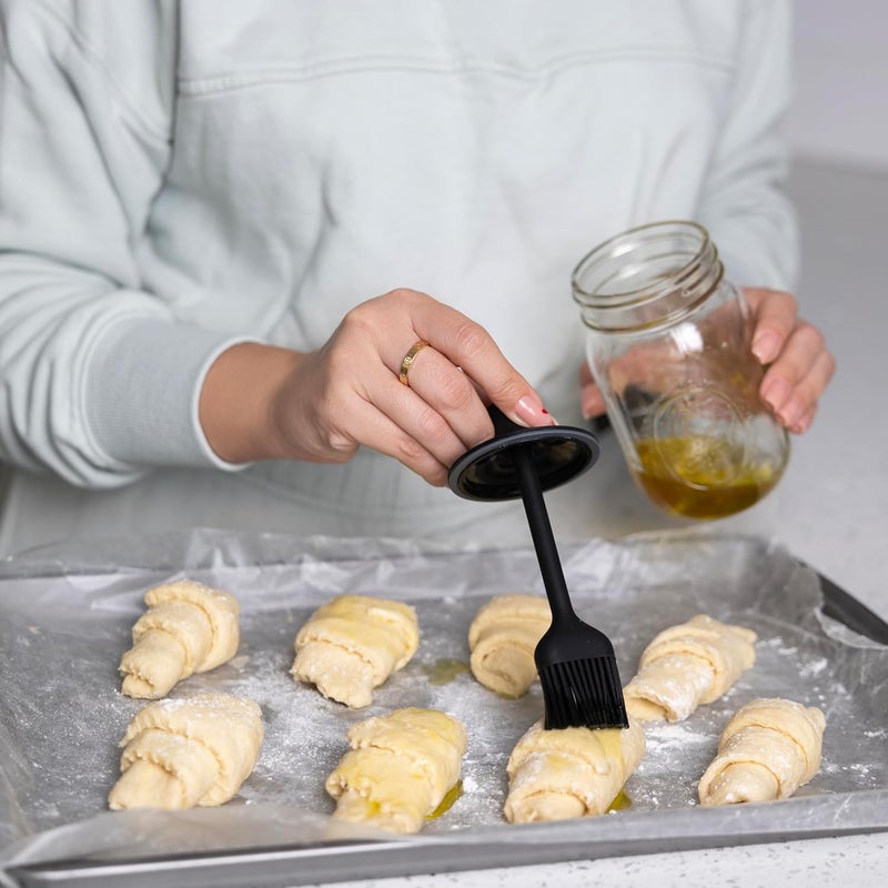 Jarware Silicone Black Basting Brush Lid For Regular Mouth Mason Jars - Image 3