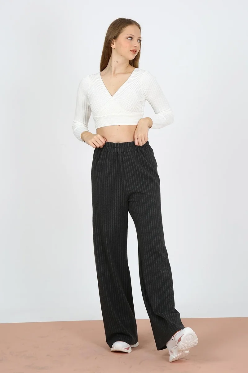 الكسندر جاردي Lycra High Waist Wide Leg Trousers (B21-12300)