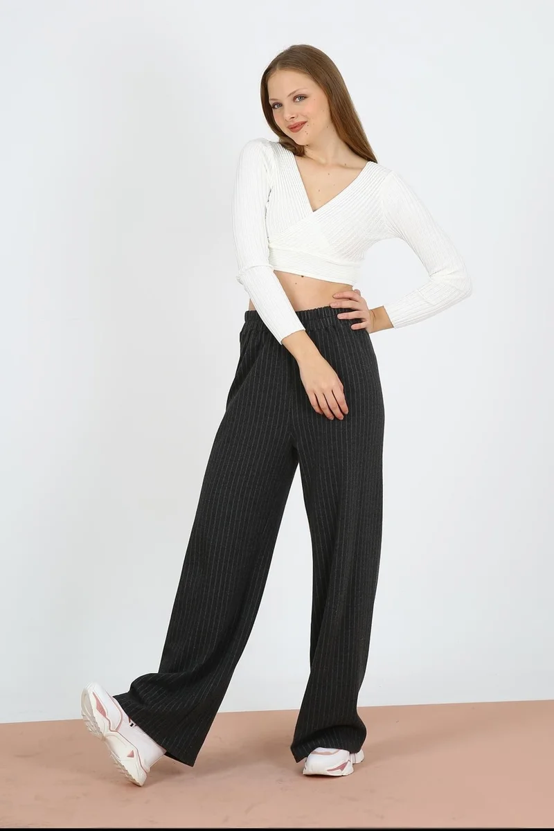 الكسندر جاردي Lycra High Waist Wide Leg Trousers (B21-12300)