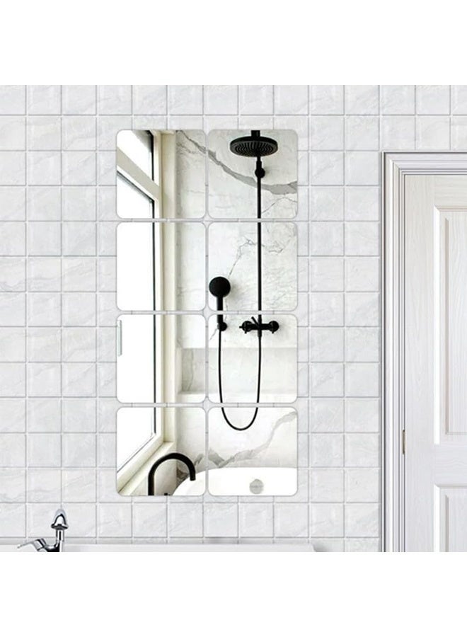 12 قطع بلاط مرآة حائط أكريليك 30 × 20 سم – انعكاس مكبّر وجذاب، ديكور عصري لغرفة النوم وصالة الألعاب المنزلية، آمن للأطفال والحيوانات، سهل التركيب - Image 3