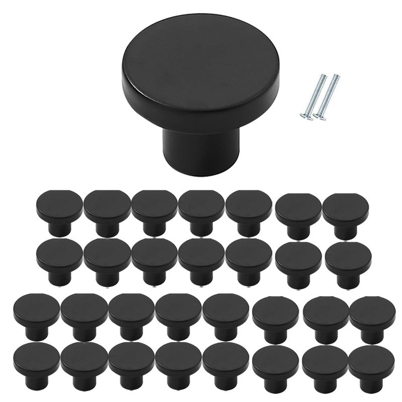 CABDM 18 Packs of 115inch Matte Black Drawers and Cabinet knobs Round pulls Suitable for bathrooms Closets Kitchens and Dressing Tables