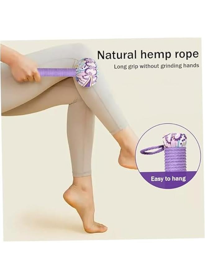 Generic Wormwood Massage Cane with Floral Pattern, 2Pcs 10.24in Massage Stick, Hanging Ring, Absorbent Non-Slip, Woven Massage Hammer for Body Relaxation  - Image 3