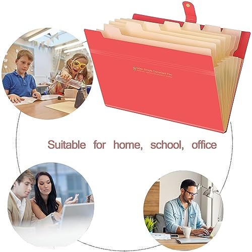NISUN 8 Pocket Expanding File Folder Letter A4 (Fits A4 Paper) Paper Expanding File Folder Pockets for School Office Home - Red - Image 4