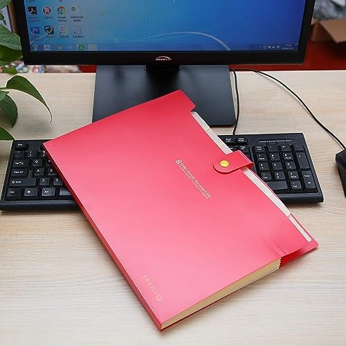 NISUN 8 Pocket Expanding File Folder Letter A4 (Fits A4 Paper) Paper Expanding File Folder Pockets for School Office Home - Red - Image 5