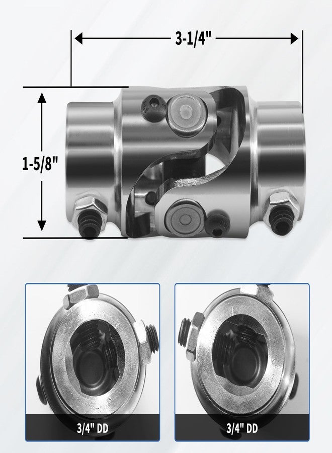 RABROPAR 3/4 DD X 3/4 DD Steering U Joint Powder Coated Universal Steering Shaft Chrome Steel - Image 2