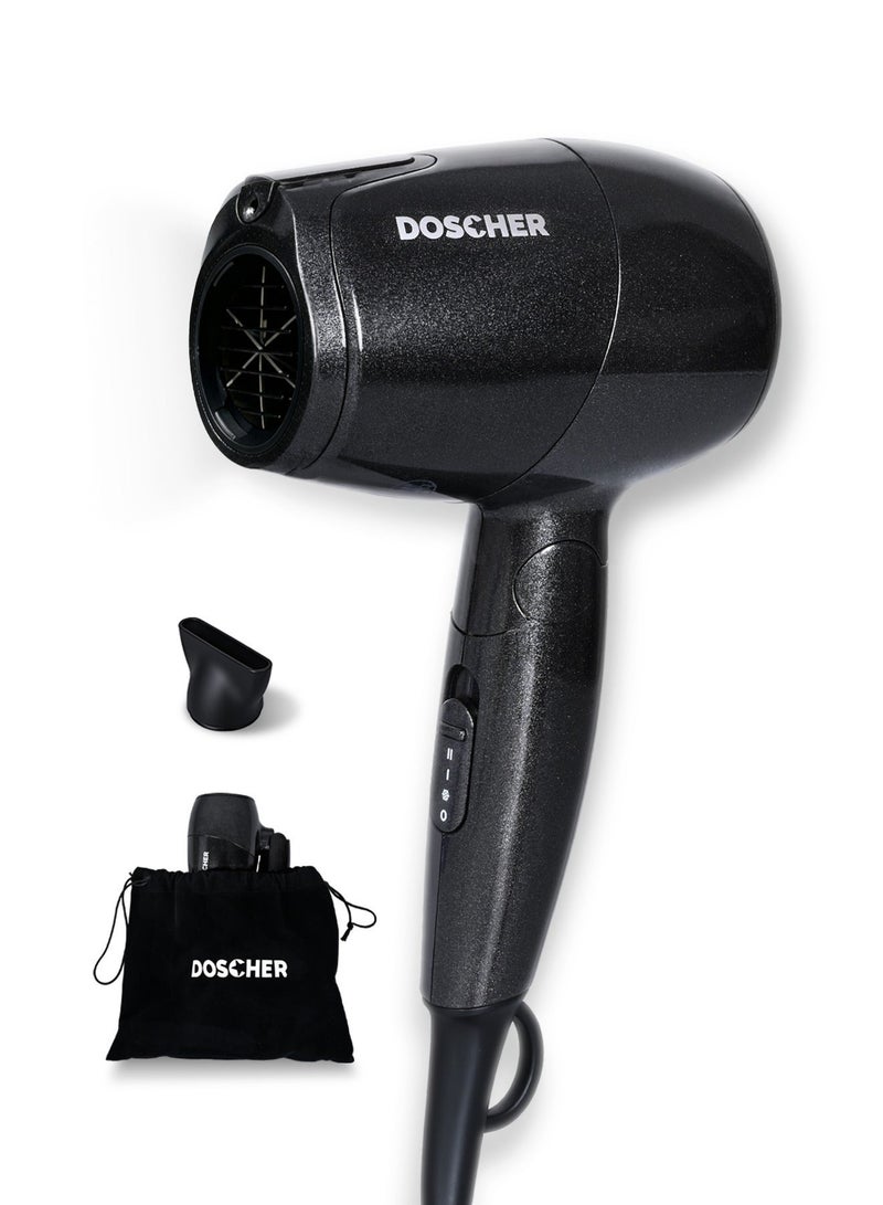 DOSCHER Ceramic Hair Straightener and Curler with 3D Floating Ceramic Plates – Anti-Scald Rounded Design, Up to 230°C (450℉) High Heat, Dual Voltage, Auto Shut Off, 2m Swivel Cord, 2 Year Warranty & Portable Foldable Hair Dryer 1000W with Concentrator Nozzle & Travel Pouch, 3 Speed Settings, Compact Lightweight Design, 2m Cord with Velcro Strap, Dual Voltage Blow Dryer for Home & TravelBundle - Image 3