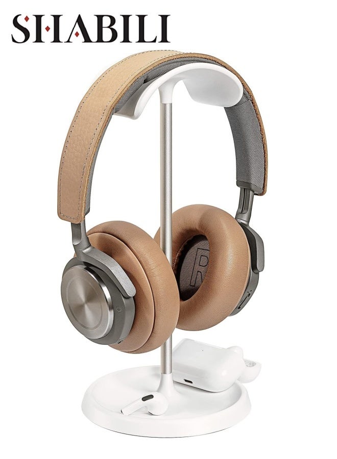 SHABILI Headphone Stand, Curved Headset Stand with Storage Tray, Heavy Base Gaming Headset Holder for AirPods Max, AirPods, AirPods Pro, Beats, Bose, Sony and More (White)  - Image 1