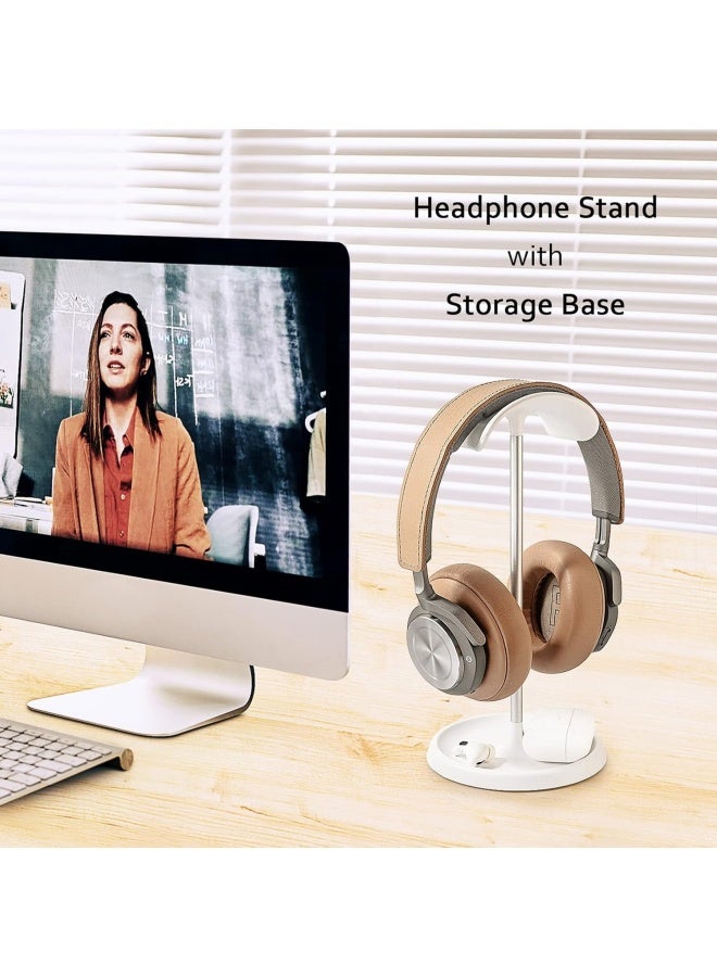SHABILI Headphone Stand, Curved Headset Stand with Storage Tray, Heavy Base Gaming Headset Holder for AirPods Max, AirPods, AirPods Pro, Beats, Bose, Sony and More (White)  - Image 4