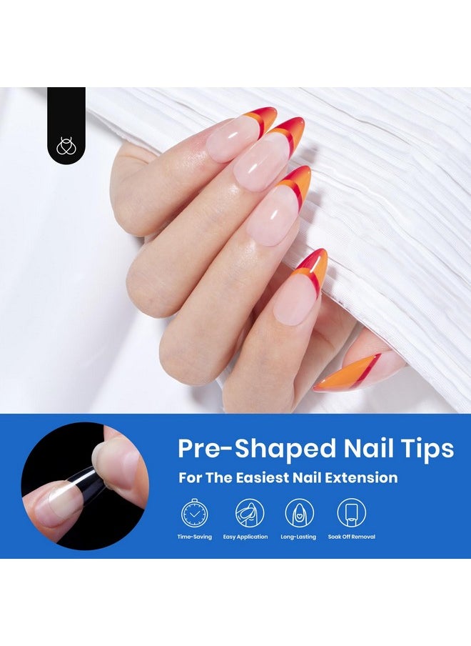 beetles Gel Polish - Beetles Gel Nail Tips Almond Medium Shape Nails, 500Pcs Pre Shaped Soft Nail Tips Clear Full Cover False Nails for Gel Nail Polish Soak Off Easy Nail Extensions Press on Nails Valentines Day Gifts - Image 1