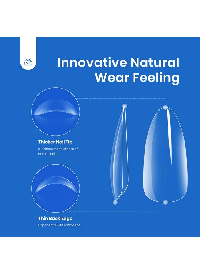 beetles Gel Polish - Beetles Gel Nail Tips Almond Medium Shape Nails, 500Pcs Pre Shaped Soft Nail Tips Clear Full Cover False Nails for Gel Nail Polish Soak Off Easy Nail Extensions Press on Nails Valentines Day Gifts - Image 1