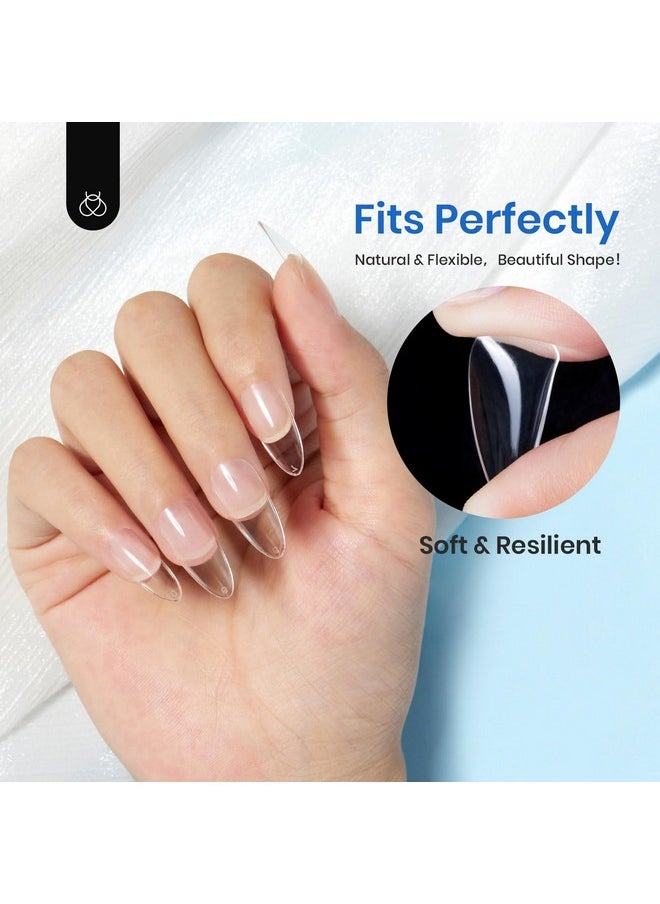 beetles Gel Polish - Beetles Gel Nail Tips Almond Medium Shape Nails, 500Pcs Pre Shaped Soft Nail Tips Clear Full Cover False Nails for Gel Nail Polish Soak Off Easy Nail Extensions Press on Nails Valentines Day Gifts - Image 1