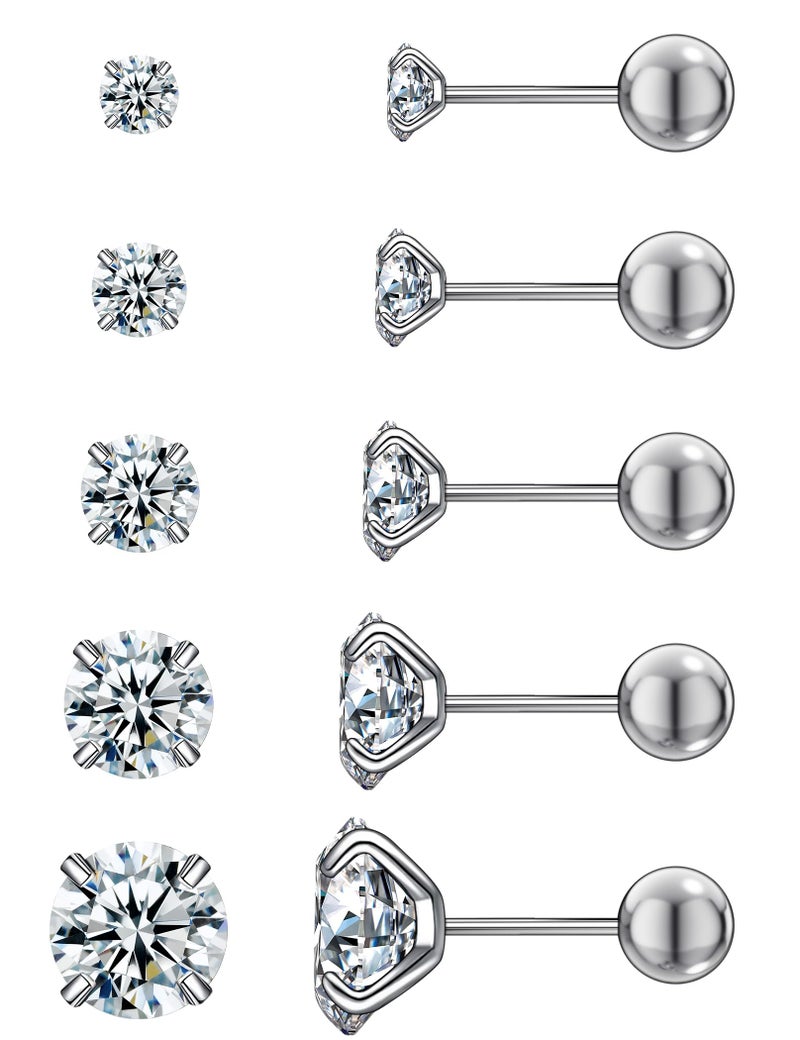 WSSXC 5 Pairs Earrings Sets Titanium Hypoallergenic Cubic zirconia Earrings for Women Helix Cartilage Tragus Women Jewelry - Image 1