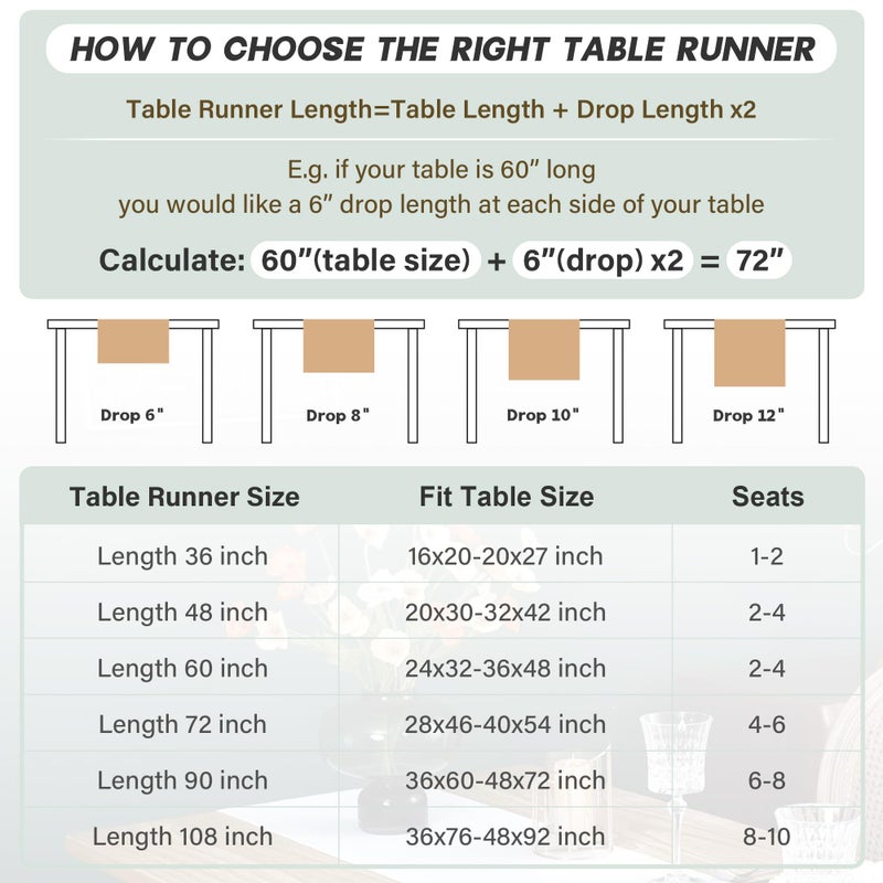 NEWISHER Farmhouse Braided Striped Table Runner Rustic Embroidery Coffee Table Runners for Decorations Weddings Holiday Grey 13x72inch - Image 4