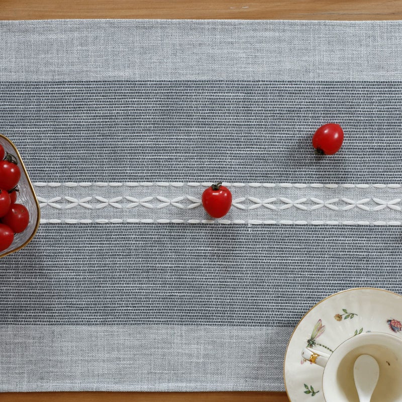 NEWISHER Farmhouse Braided Striped Table Runner Rustic Embroidery Coffee Table Runners for Decorations Weddings Holiday Grey 13x72inch - Image 5