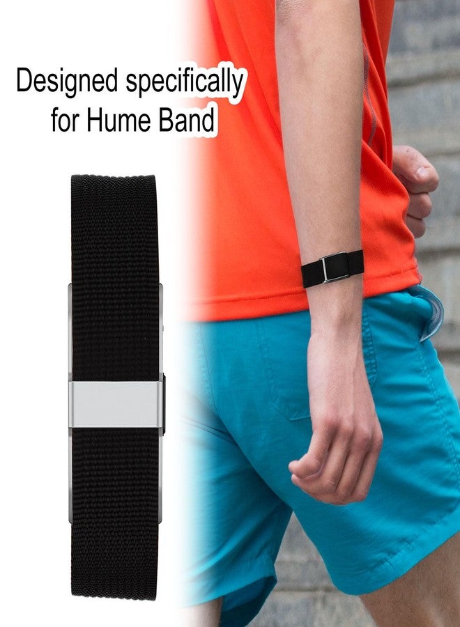 Sinbana قطعتان من حلقات النايلون البديلة من سينبانا لحزام هيوم باند، سوار معصم منسوج يسمح بالتهوية مع مشبك معدني قابل للتعديل لجهاز تتبع اللياقة البدنية هيوم هيلث باند، مريح للارتداء طوال اليوم (أسود) - Image 5