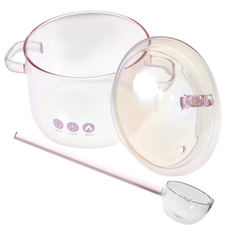 1 Set of Clear Noodles Pot Noodles Bowl Handle Ramen Container with Spoon(1500ml) - Image 1