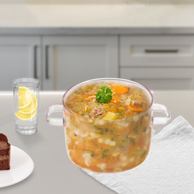 1 Set of Clear Noodles Pot Noodles Bowl Handle Ramen Container with Spoon(1500ml) - Image 5