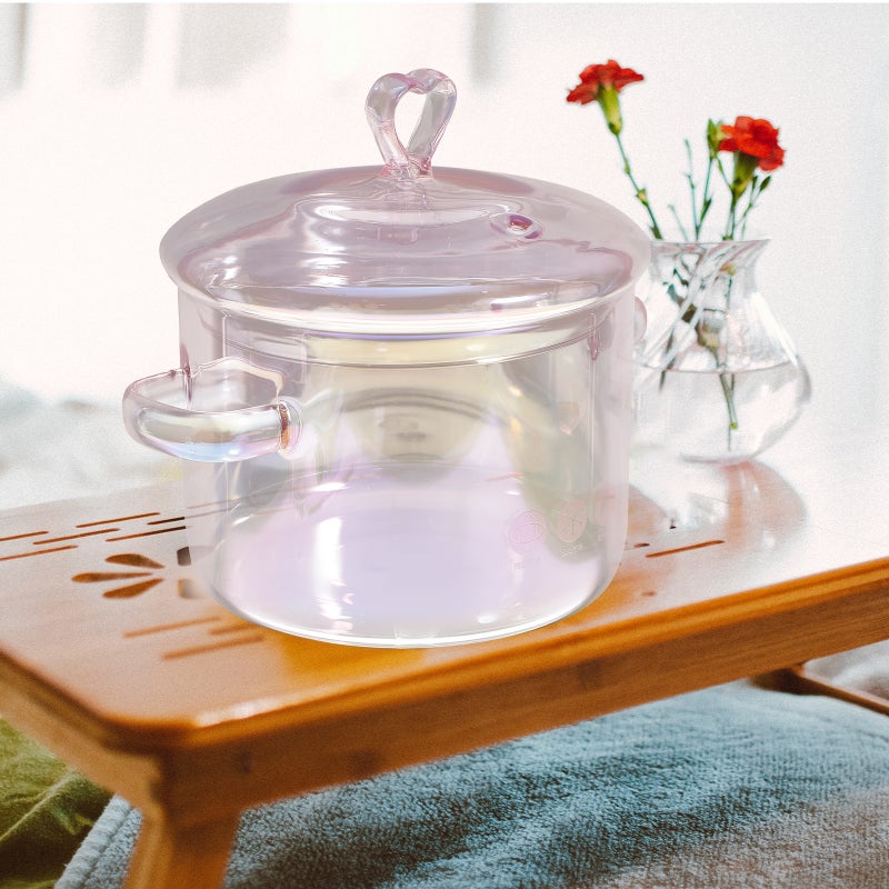 1 Set of Clear Noodles Pot Noodles Bowl Handle Ramen Container with Spoon(1500ml) - Image 2