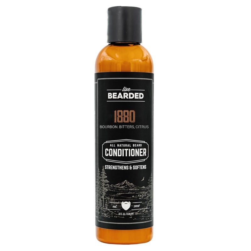 Live Bearded Beard Conditioner, 8 fl oz - Strengthens and Softens Facial Hair - Made in the USA - All-Natural Ingredients with Biotin, Caffeine | 1880 Scent - Bourbon, Bitters, Citrus