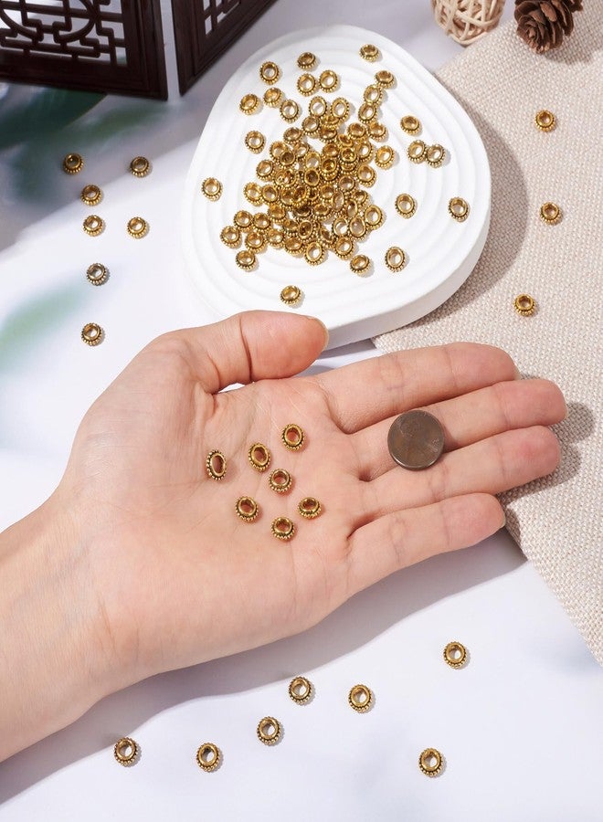 KISSITTY 100pcs Tibetan Style Antique Golden Donut Shape Spacer Beads Large Hole Metal Loose Beads Spacers 8x2.5mm with Hole 4mm for DIY Vintage Jewelry Making - Image 5