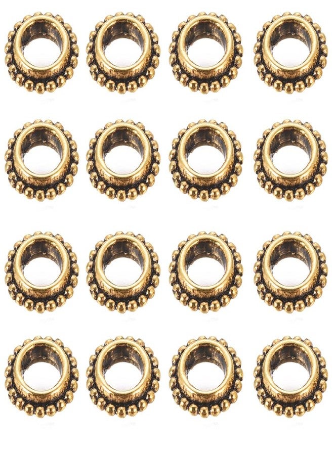 KISSITTY 100pcs Tibetan Style Antique Golden Donut Shape Spacer Beads Large Hole Metal Loose Beads Spacers 8x2.5mm with Hole 4mm for DIY Vintage Jewelry Making - Image 1