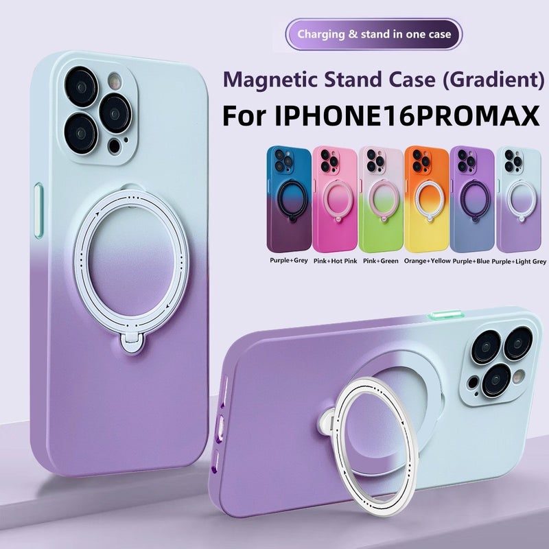 Cross-border applicable iphone16promax mobile phone case 13 gradual magnetic attraction 360 rotating bracket 14 protective cover - Image 2