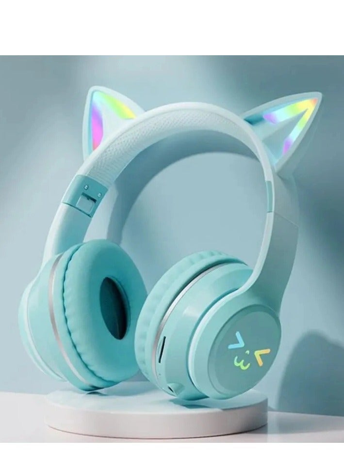 MOCOM Gradient Cat Ear Bluetooth Headset - Wireless Over Ear Headphones with RGB Lights and Long Battery Life - Image 2