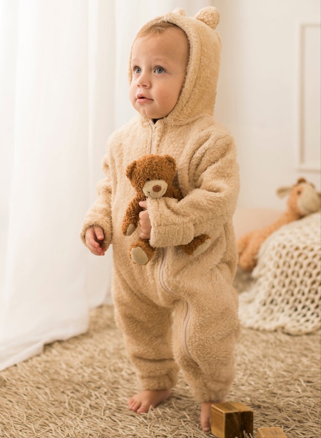 اوركيدز أفرول فرو تيدي بدون قدمين للرضع للجنسين – بيج - Image 1