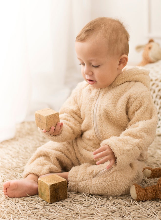 اوركيدز أفرول فرو تيدي بدون قدمين للرضع للجنسين – بيج - Image 3