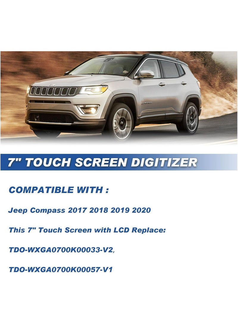 TLAXCA 7 Inch uconnect Touch Screen Digitizer LCD Monitor Radio Navigation Compatible with Jeep Compass 2017 2018 2019 2020 Radio Navigation Replace TDO-WXGA0700K00033-V2, TDO-WXGA0700K00057-V1 - Image 2