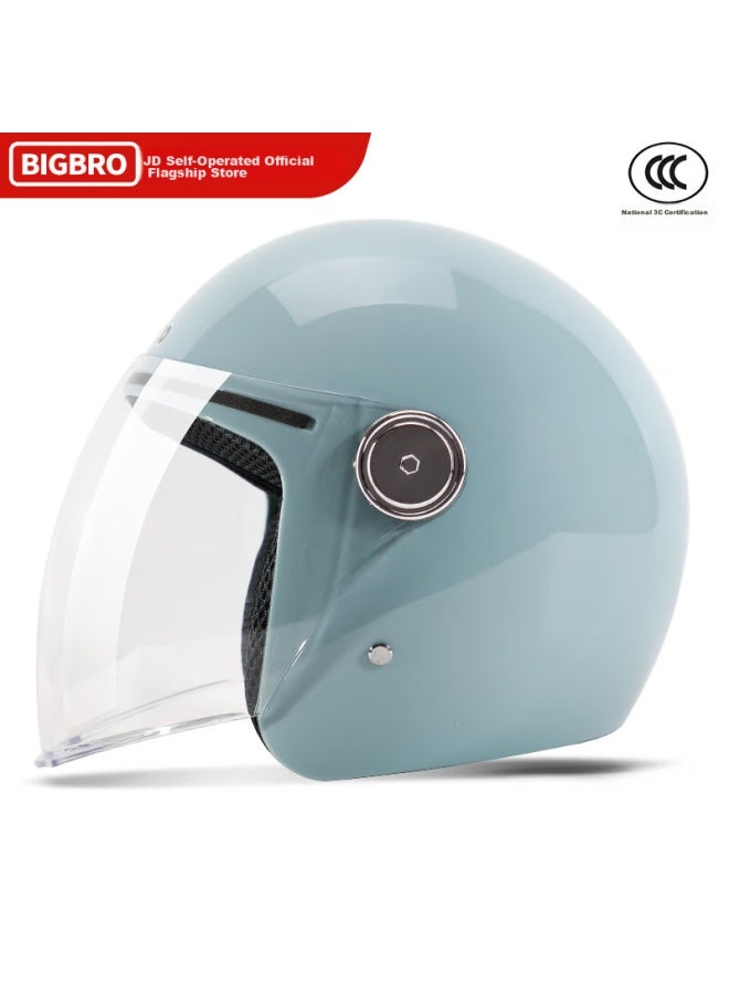 Bigbro Ky163 3c Motorcycle Helmet, Winter Warmth, For Men And Women, Electric Scooter, All-season Universal Half Helmet, Autumn Blue, One Size Fits All - Image 2