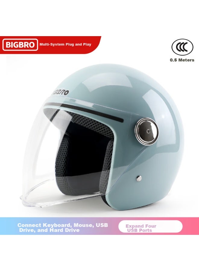 Bigbro Ky163 3c Motorcycle Helmet, Winter Warmth, For Men And Women, Electric Scooter, All-season Universal Half Helmet, Autumn Blue, One Size Fits All - Image 1
