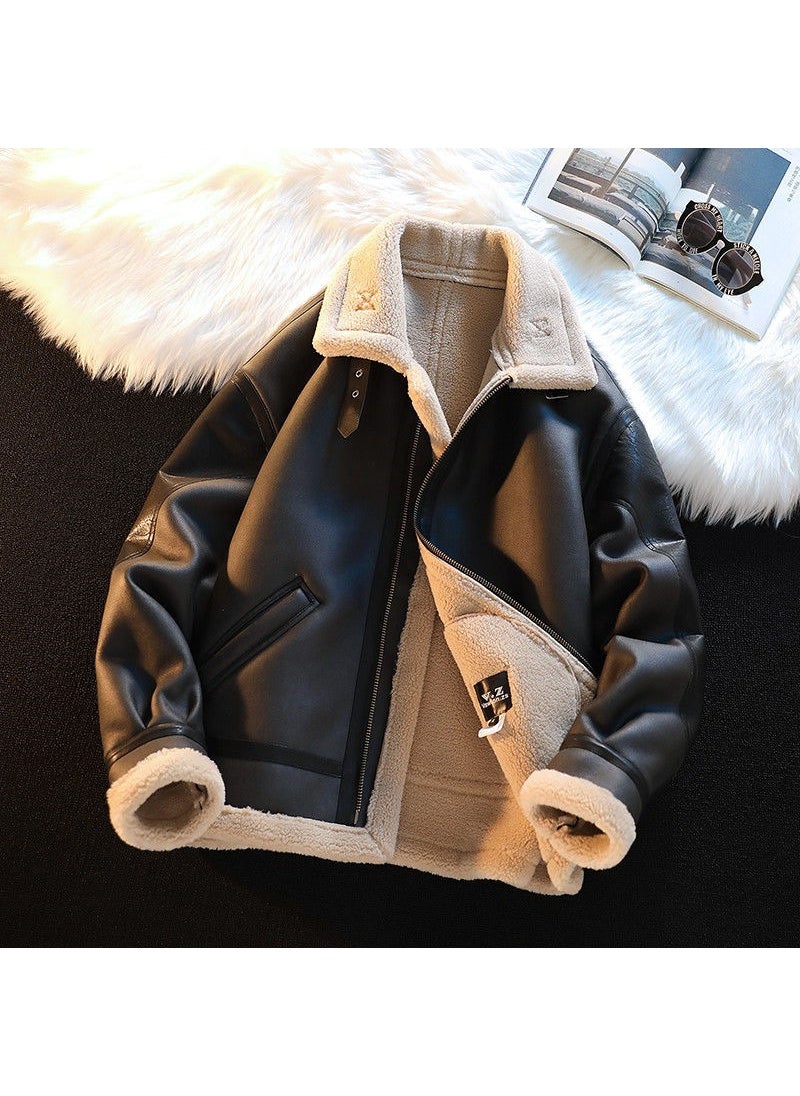 Generic - Mens Winter Thick Fur Coat Velvet Jacket Brown - Image 1