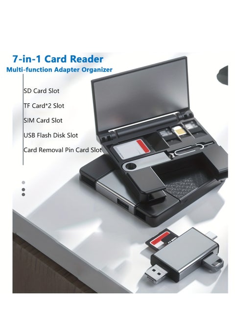 Universal OTG Card Reader - 7-In-1 Multifunctional Adapter with Type C Compatibility - All-in-One Solution for Smart Devices, Digital Cameras - Lightning-fast Data Transfer, Durable Storage Box