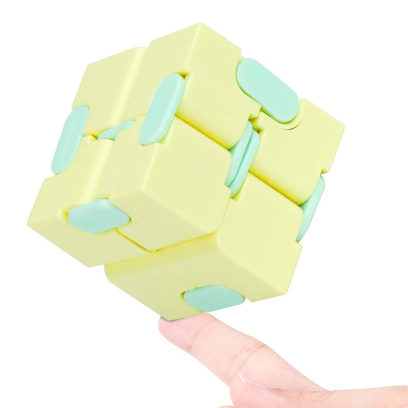 WUQID Infinitycube Fidget Toy Stress Relieving Fidgeting Game for Kids and Adults,Cute Pocket-Sized Unique Gadget for Anxiety Relief and Kill Time (Macaron Yellow) - Image 1