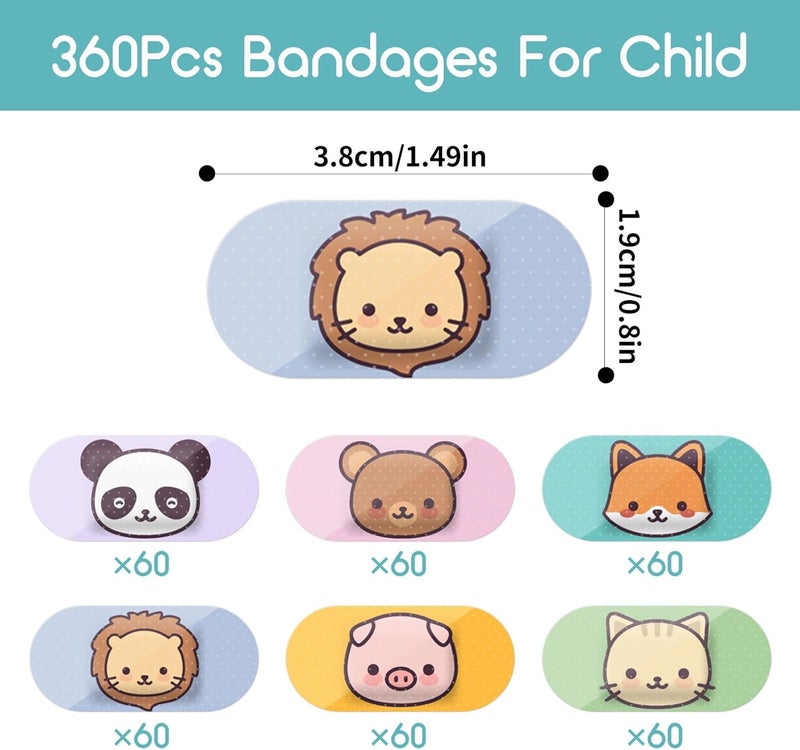 AndicAge 360Pcs Kids Adhesive Bandages Flexible Cartoon Bandages Cute Disposable Breathable Waterproof Bandage for Girls Boys Toddlers - Image 2
