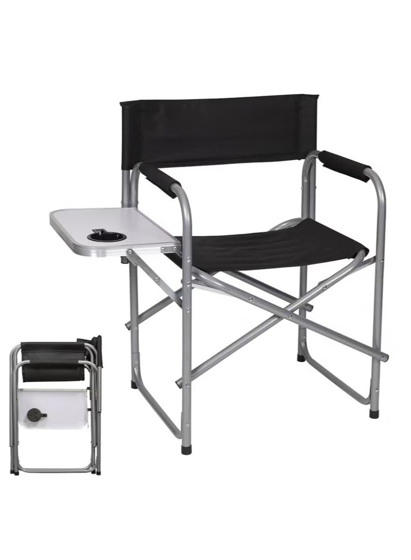Folding Camping Chair with Side Table and Cup Holder, Canvas Picnic Seat with Durable Aluminum Frame, Portable Picnic Chair with Armrests Perfect for Indoor, Outdoor and Picnic Use - Image 1