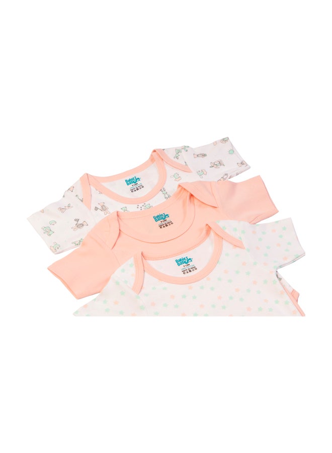 Babies Basic Printed Romper - Pack Of 3, Multi Color - Image 4
